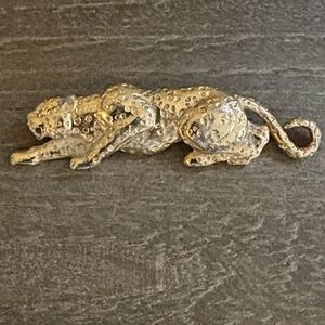 Vintage JJ Malone Gold Leopard Brooch 1980's